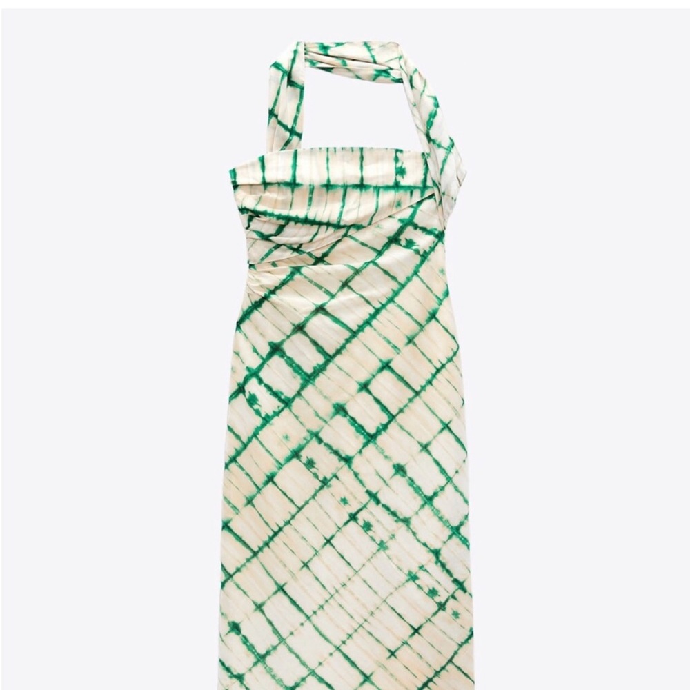 ZARA NWT Elegant Green and White Women's Dress - Picture 9 of 11